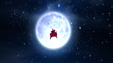 Animation-Von-Schnee,-Der-über-Den-Weihnachtsmann-Im-Schlitten-Fällt