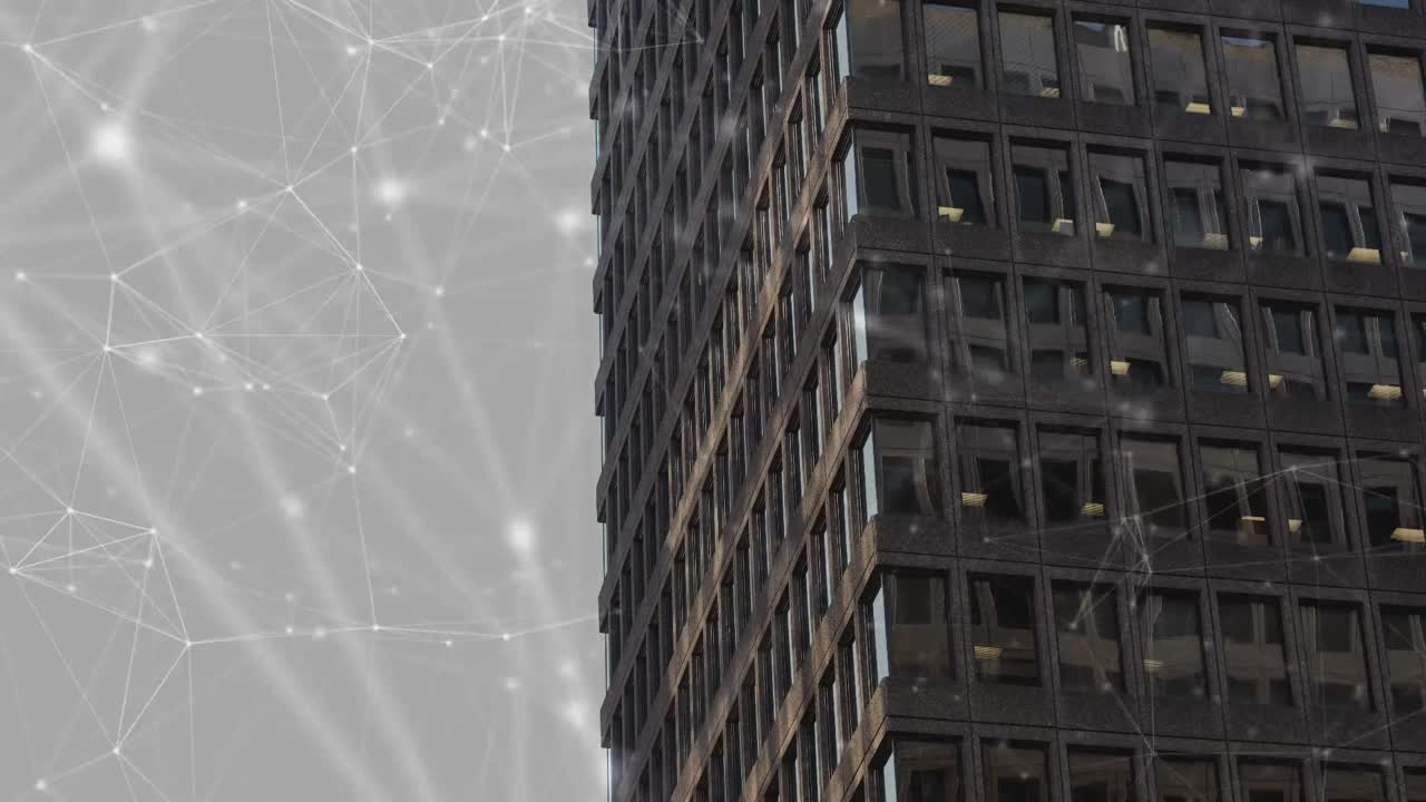 animación de la red de conexiones sobre el paisaje urbano