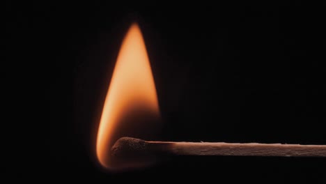 burning match on a black background