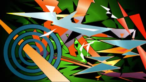 animation of colorful abstract shapes on green background