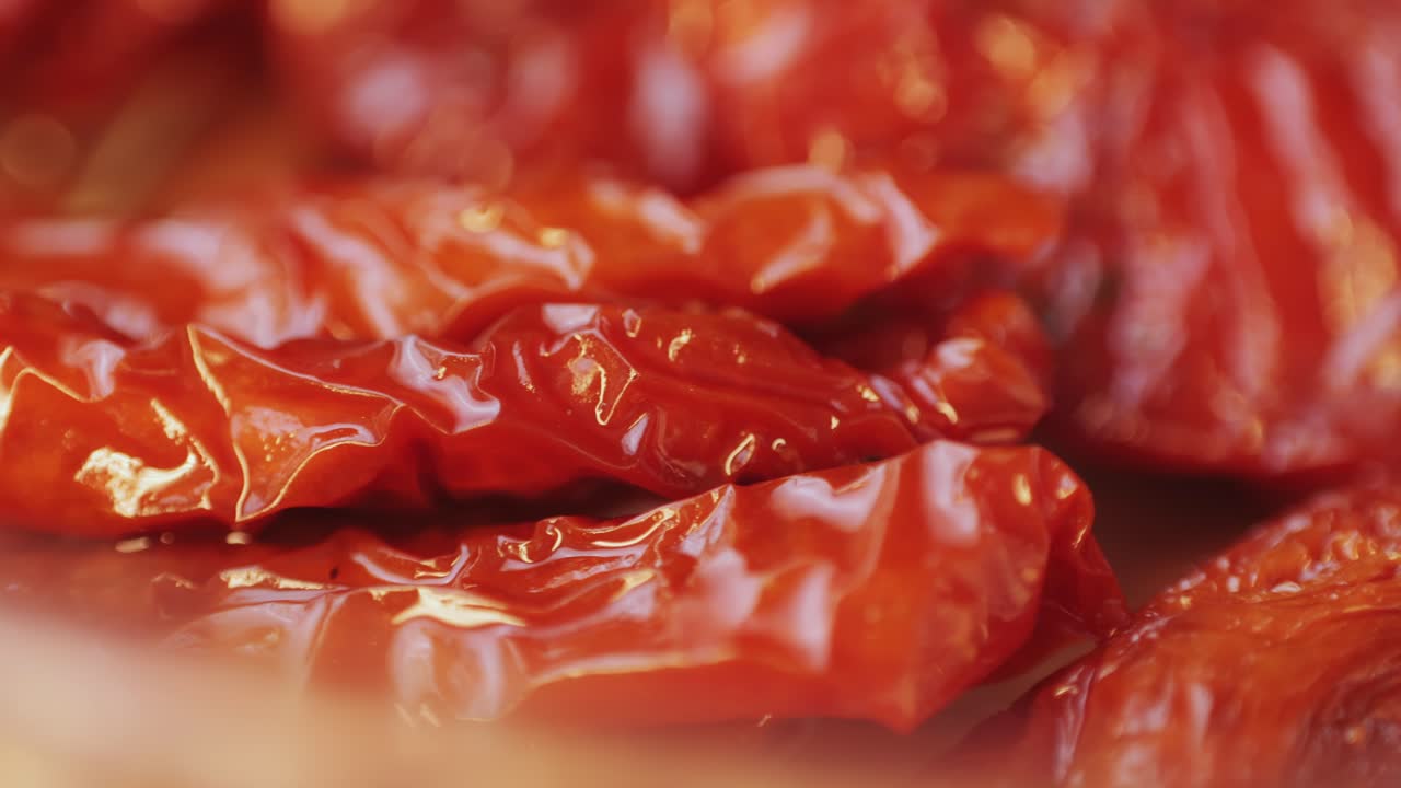 Dried tomatoes close up, Italian restaurant with traditional food, Spanish cuisine, delicious tapas and white wine, bruschetta with cheese, olives dry tomatoes and tasty sandwich bar appetizer, buffet