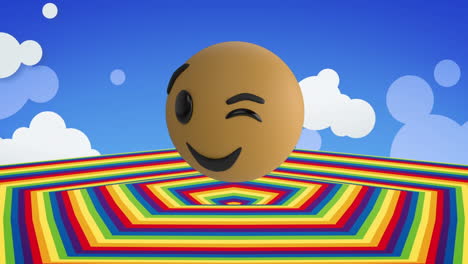 animación de las redes sociales con el icono de emoji parpadeando sobre la forma del arco iris