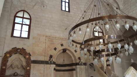 we see the pulpit of latifiye mosque of mardin, made of cut stone, from the bottom up