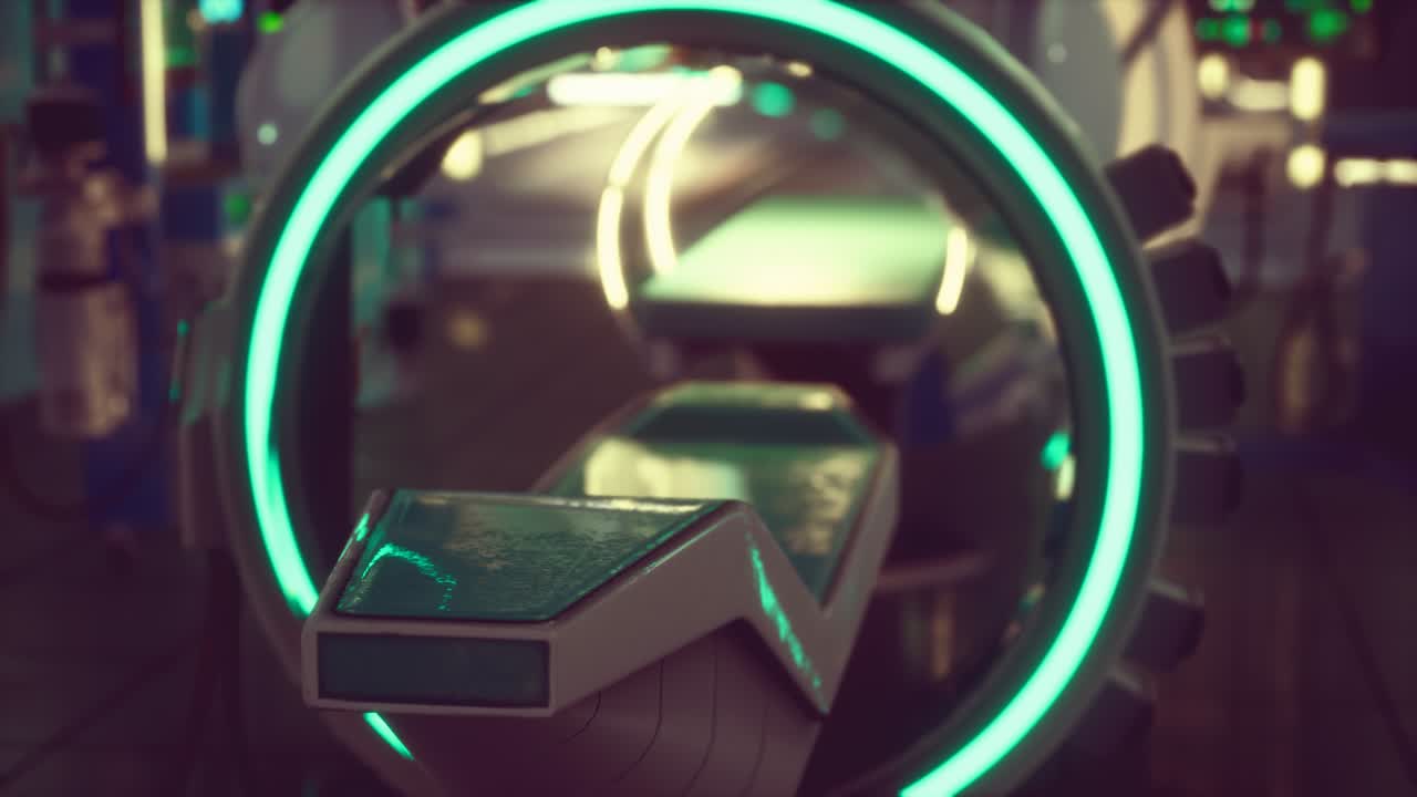 futuristic sci fi MRI Scanner medical equipments in hospital