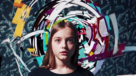 girl with abstract colorful background