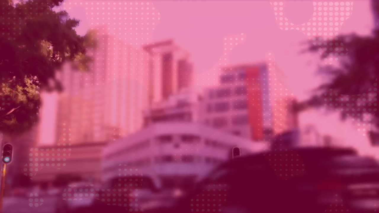 원이 천연두 바이러스 및 도로 교통과 함께 시간 간격의 애니메이션