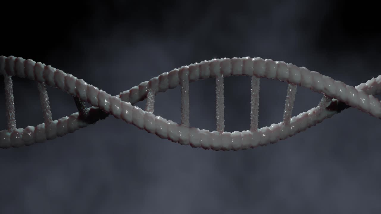 animación de la cadena de adn sobre un fondo negro