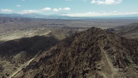 Thrust-fault-geology:-Flyover-rugged-rock-Canon-del-Indio-in-Argentina