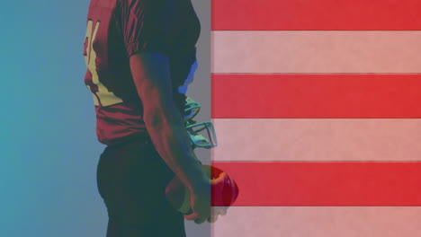 Animation-of-caucasian-american-football-player-and-flag-of-usa