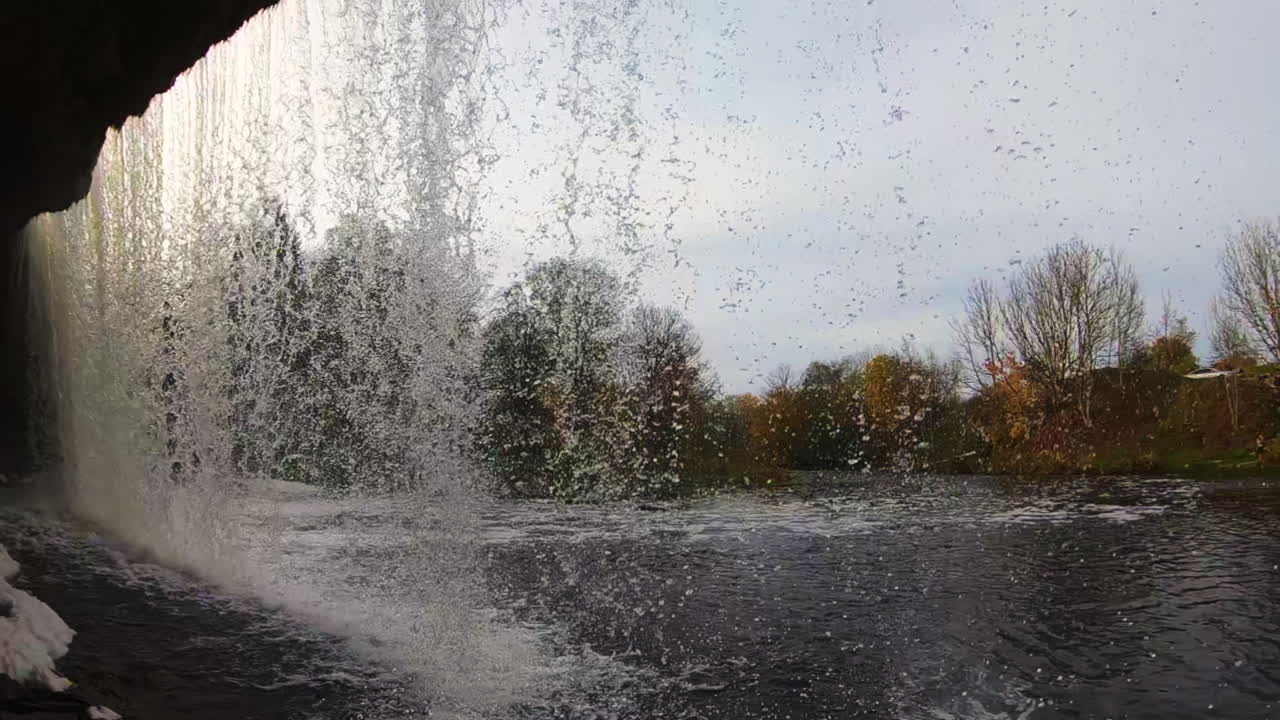 Water fall from a high rock -Jägala Fall, Estonia