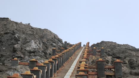 mount bromo hike path stairs toward active volcano crater caldera java indonesia nature