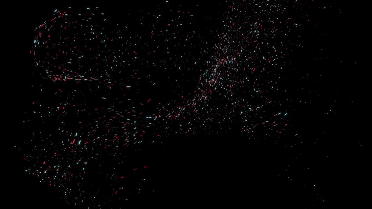 абстрактная космическая пыль, летящая хаотично на черном фоне, бесперебойная петля. анимация. красивое облако мелких частиц, движущихся в темноте.