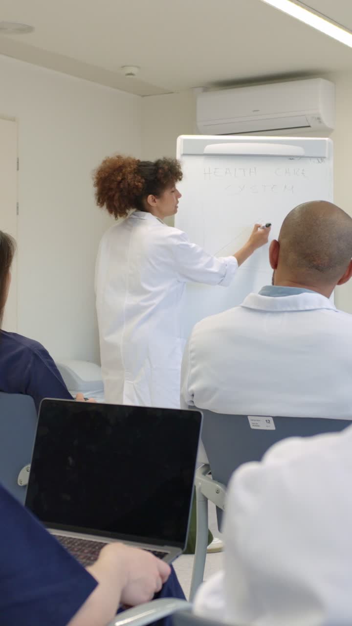 Doctor Giving a Presentation on Health Care System