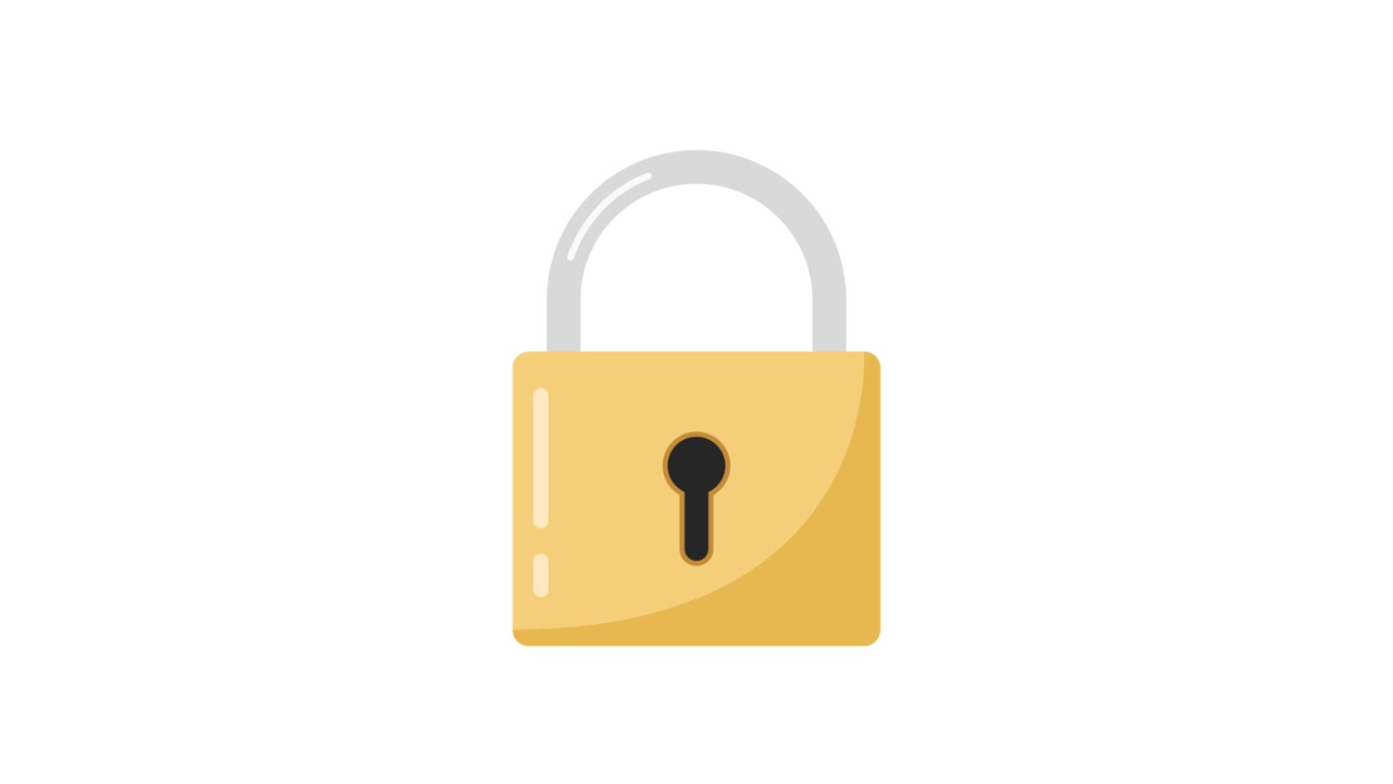 Animated Padlock Opening and Closing on White Background