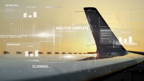 animación del procesamiento de datos financieros sobre el avión