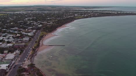 drone view flying north along the point lonsdale coastline towards queenscliff