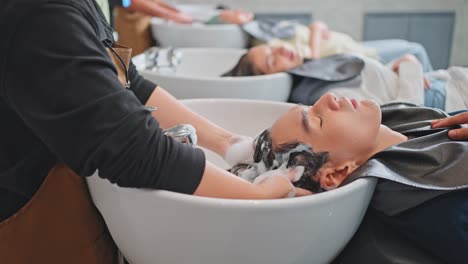 hair washing in salon