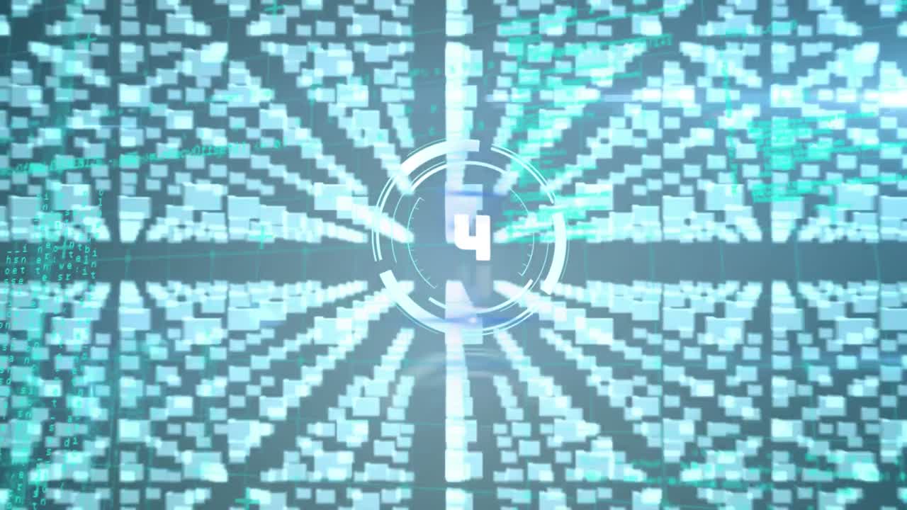 검은색 배경에 디지털 락 위에 카운팅과 폴더의 애니메이션