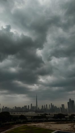 time-lapse of an overcast sky over dubai’s majestic skyline—nature meets modernity