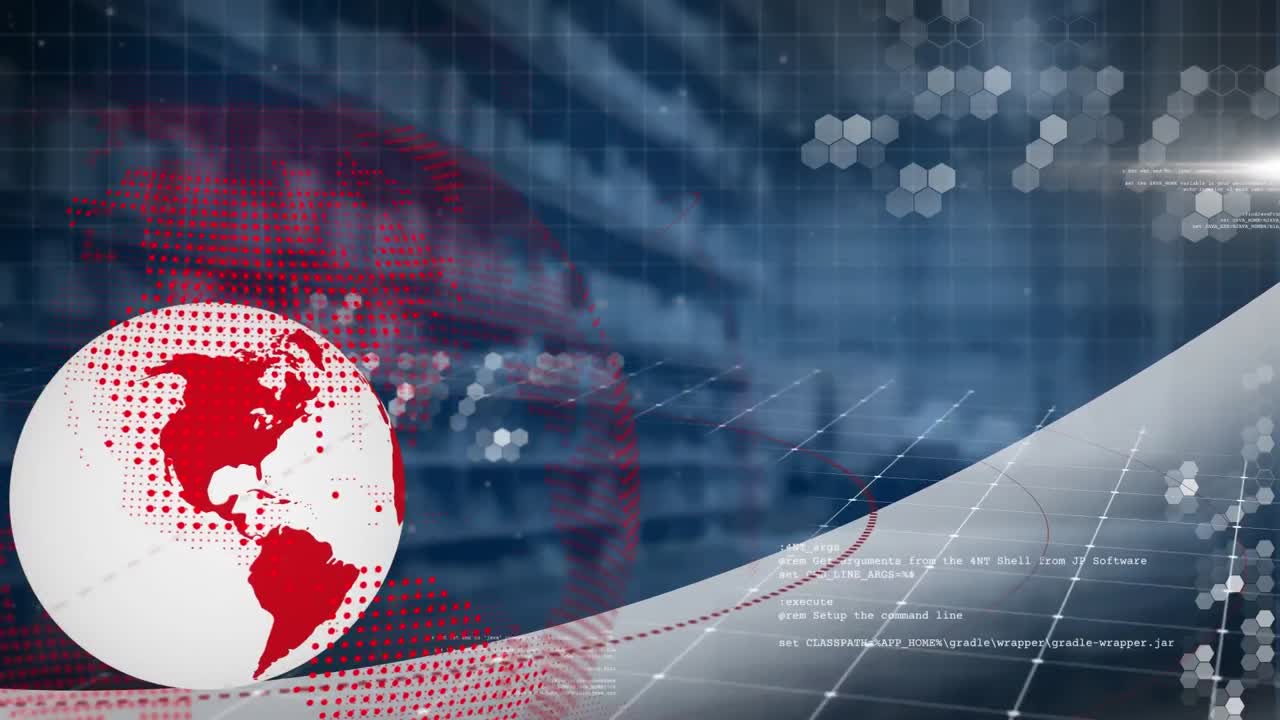 창고 위의 데이터 처리와 함께 지구를 회전시키는 애니메이션