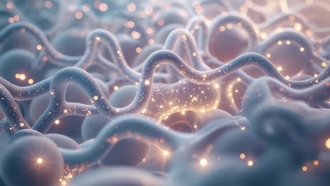 Abstract Microscopic Network with Glowing Particles