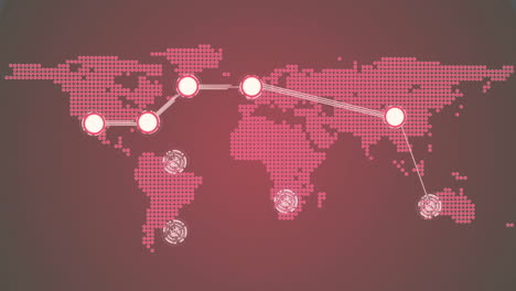 animación de la red de conexiones sobre el mapa del mundo