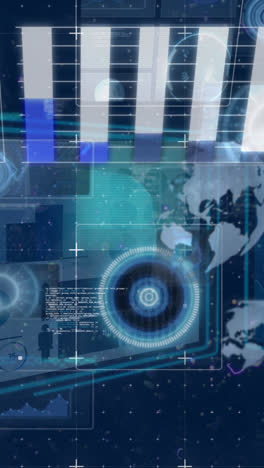 animación del procesamiento de datos sobre un fondo azul
