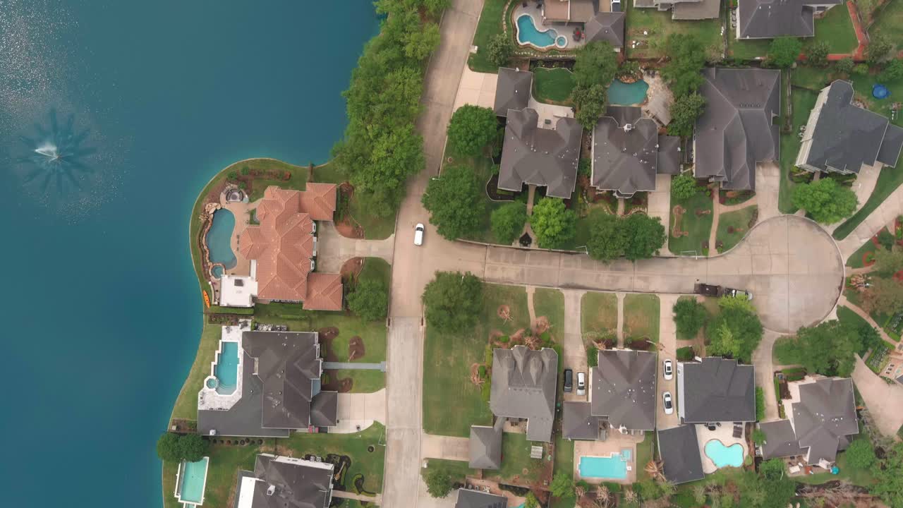 Aerial of affluent homes in Houston, Texas