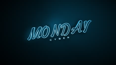 dark monochrome cyber monday text on deep blue gradient