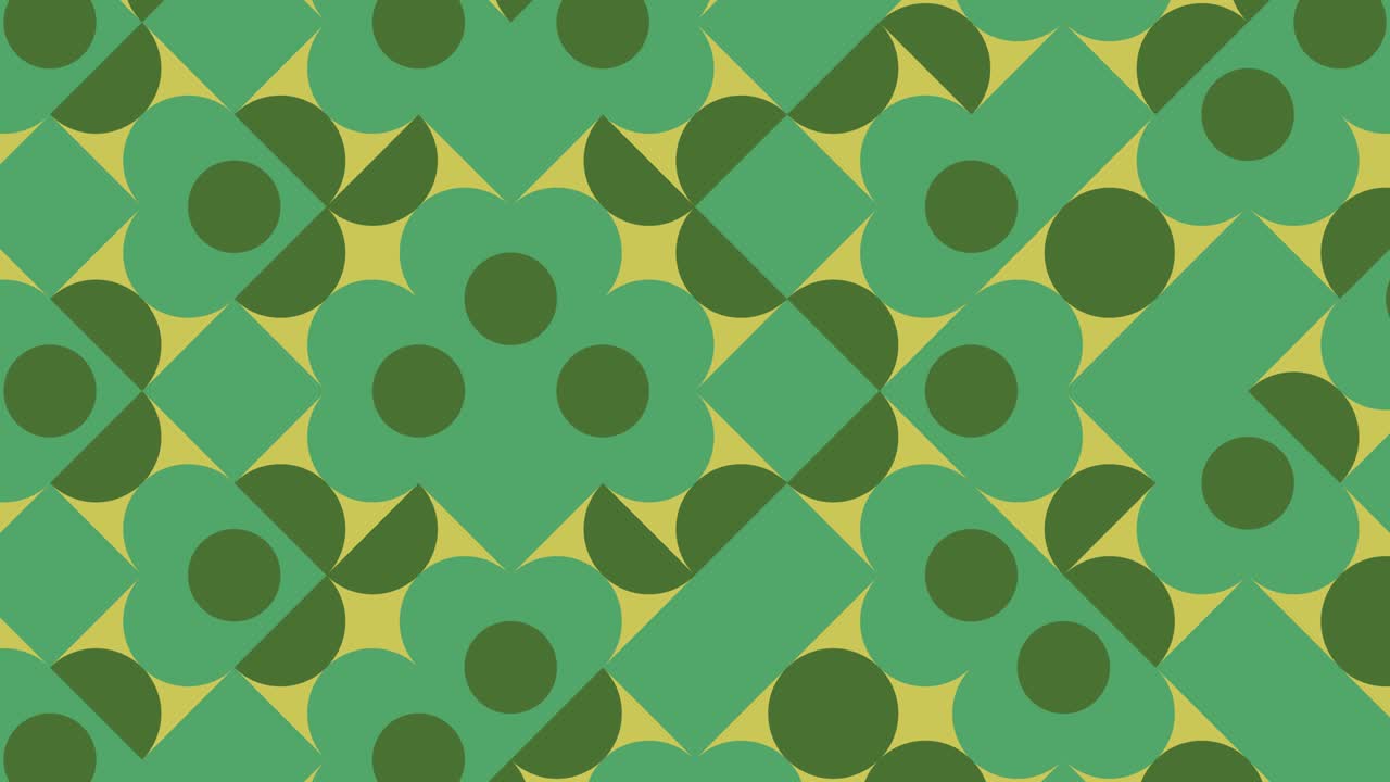 기하학적인 타일과 함께 추상적인 애니메이션 패턴, 매우 파란색 요소를 가진 다채로운 동적 모자이크, 평평한 디자인의 모션 그래픽 배경