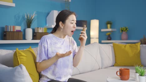 frustrated and frustrated asian young woman.