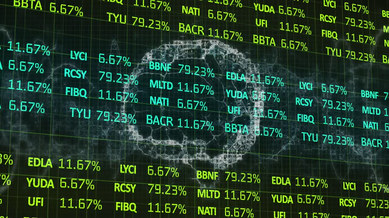 Animation of financial data processing over human brain