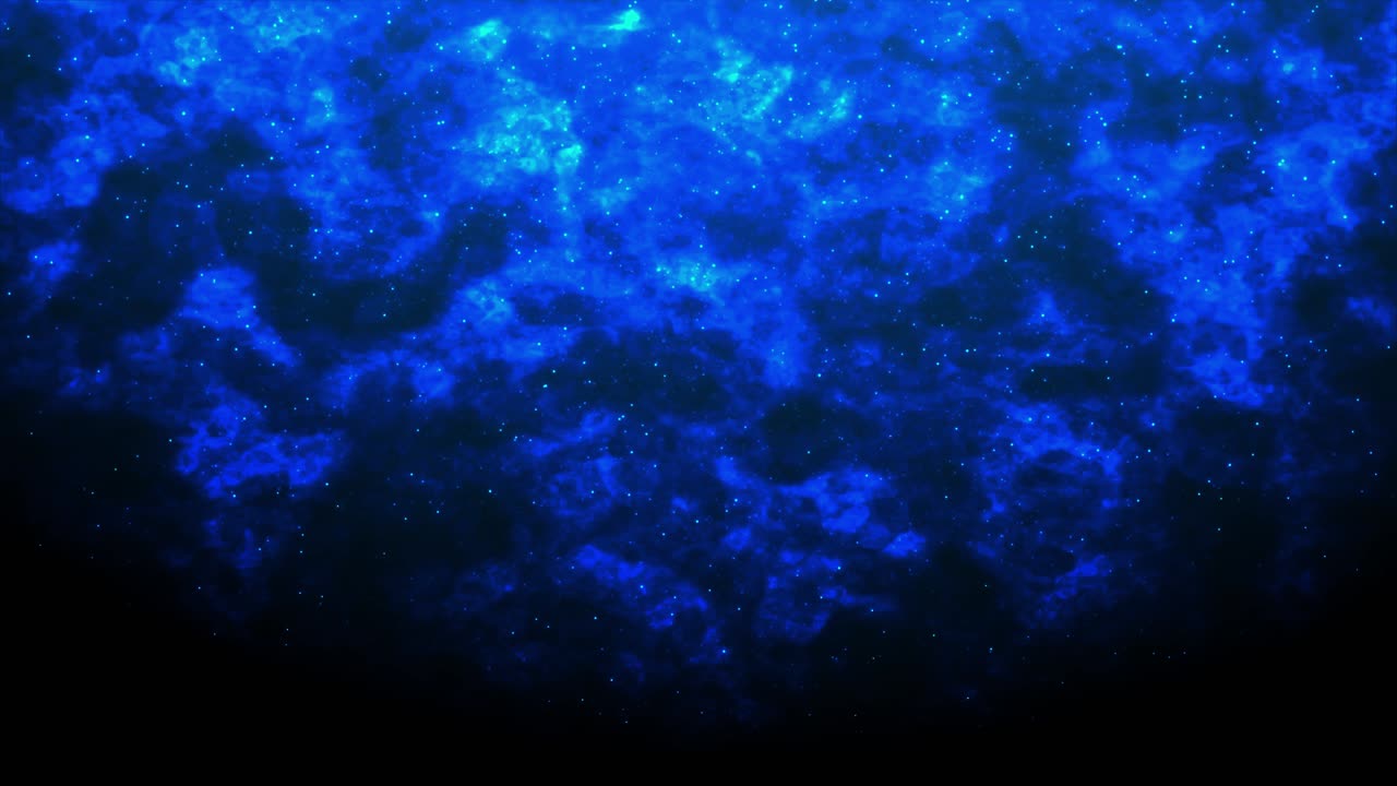 Animated digital fog descends slowly deep blue abstract space with glowing particles enhances visual