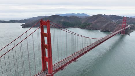 wide aerial of golden gate bridge, marin headlands and bonita cove, north-facing