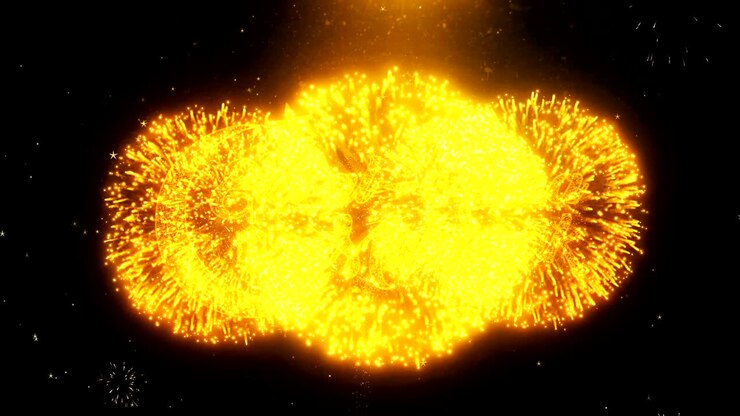 Eid al-Adha mubarak Text Wish On Firework Display Explosion Particles.