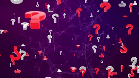 many shiny red white random fading question marks blinking falling animation loop background.