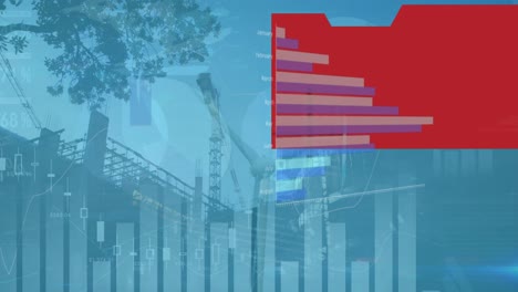 Animación-Del-Procesamiento-De-Datos-Estadísticos-Sobre-Un-Molino-De-Viento-Giratorio-Contra-El-Sitio-De-Construcción