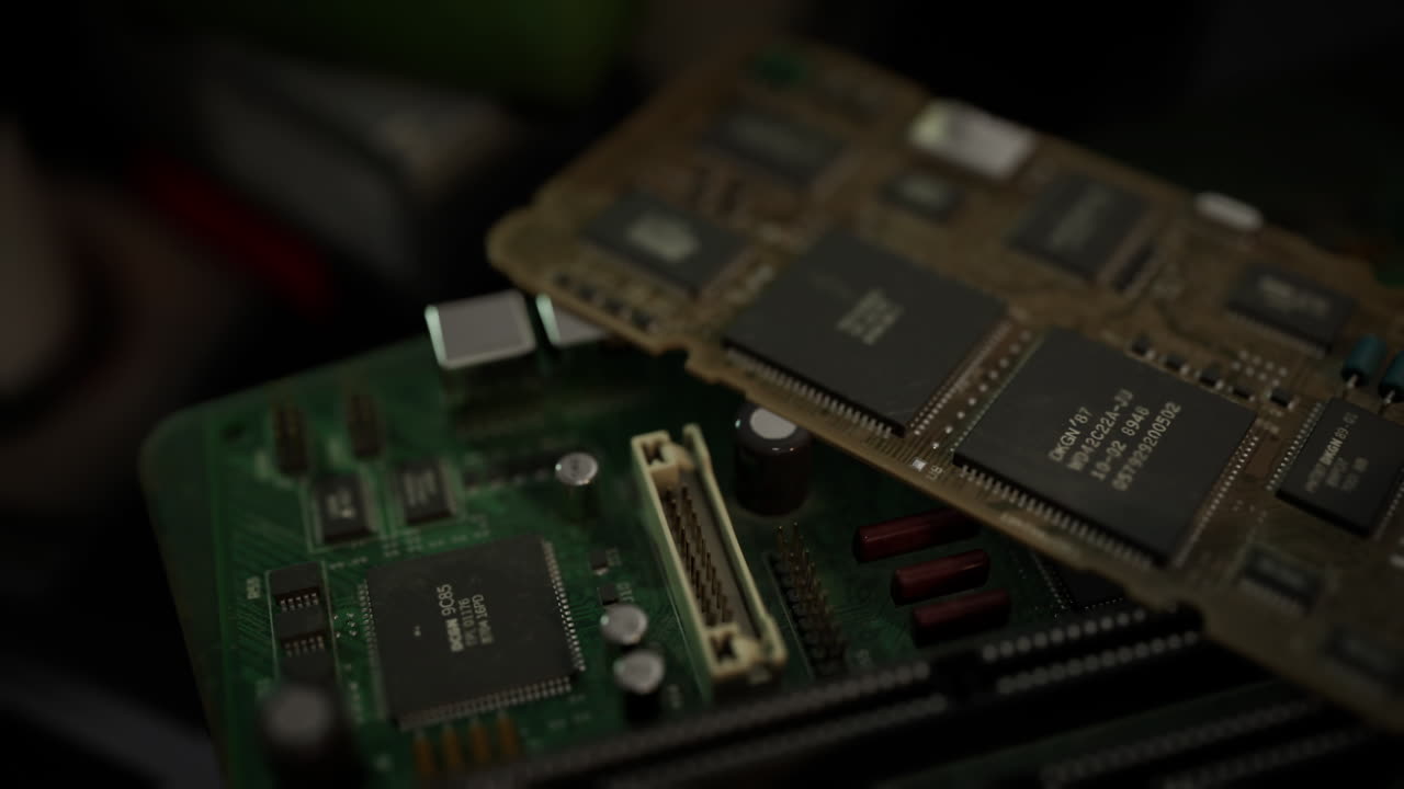 Close-up of Old Circuit Boards