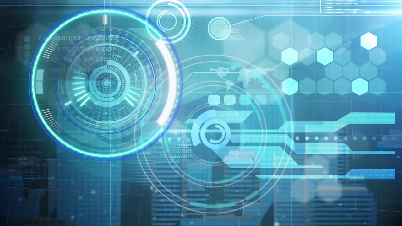 디지털 화면을 통해 스캔 및 데이터 처리 스 ⁇ 의 애니메이션