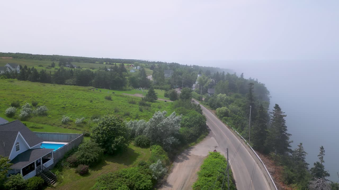 Winding ocean road on edge of Earth near steep cliffs and coastal erosion