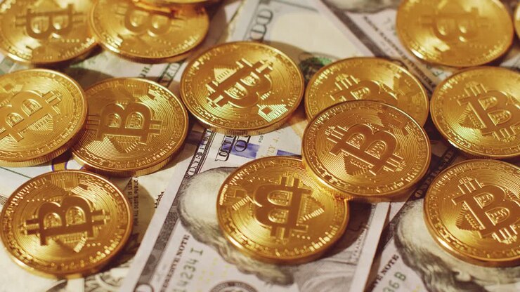 Cryptocurrency of bitcoin and dollars