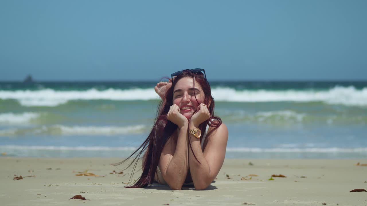 Beautiful Woman Relaxing on a Tropical Beach