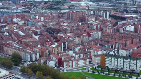 aerial view of urban building residential suburb area of gijon city center in spain