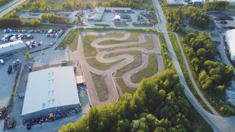 Empty-go-kart-track-on-a-sunny-evening