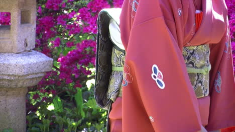 close-up of a brocaded otaiko on a japanese women's kimono