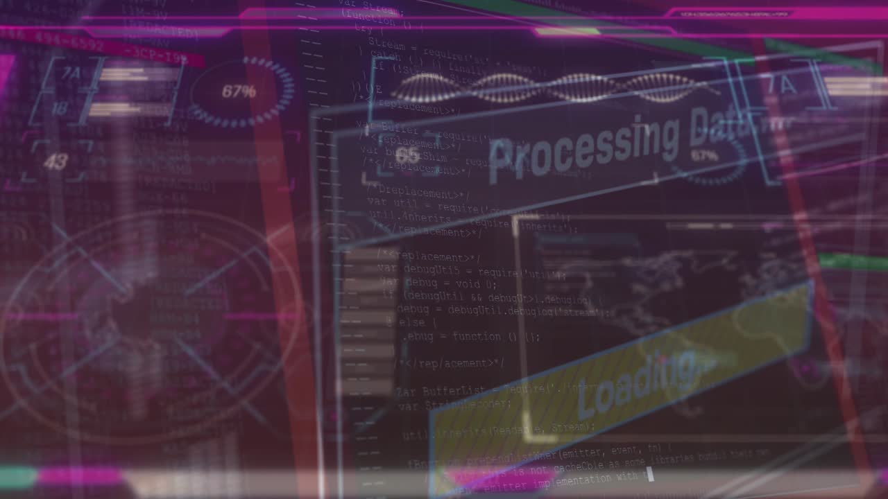 Animation of cyber attack warning over online security padlock and hacker
