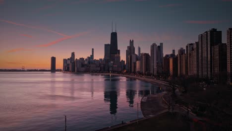 chicago gold coast aerial with buildings reflection