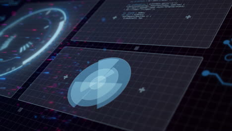 Animation of scope scanning and data processing over screens