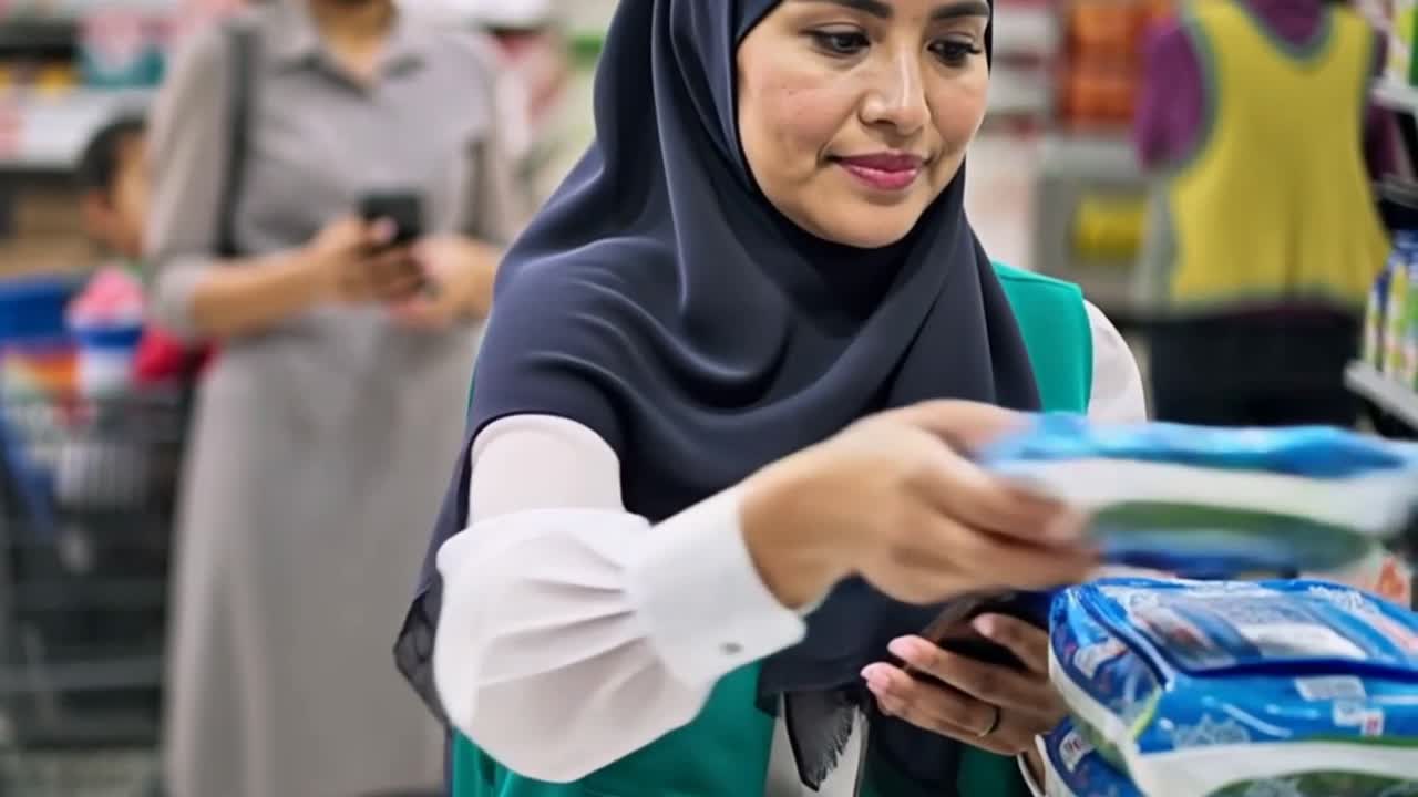 A woman wearing hijab and a green vest