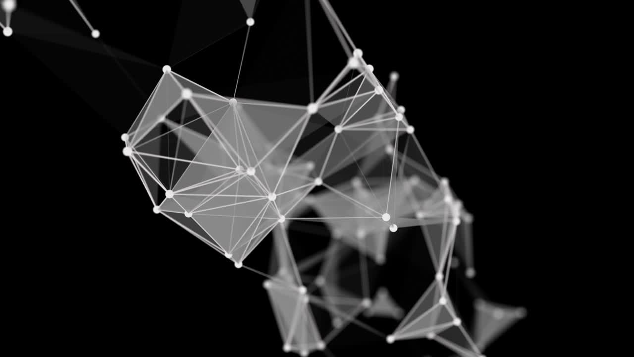 Futuristic plexus animation with glowing triangles in slow motion, 4096x2304 loop 4K